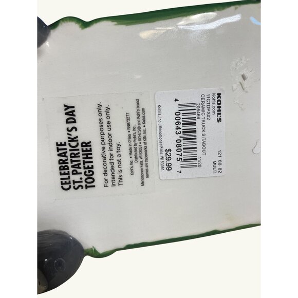 St. Patricks Day Ceramic Green Truck With Shamrocks By Kohls - Picture 2 of 11